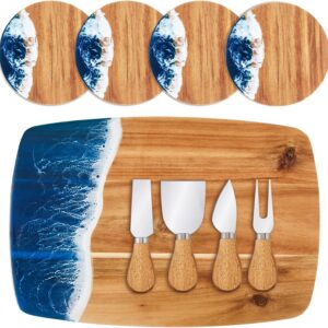Patelai 9 Pcs Ocean Resin Cutting Board Set with 4...