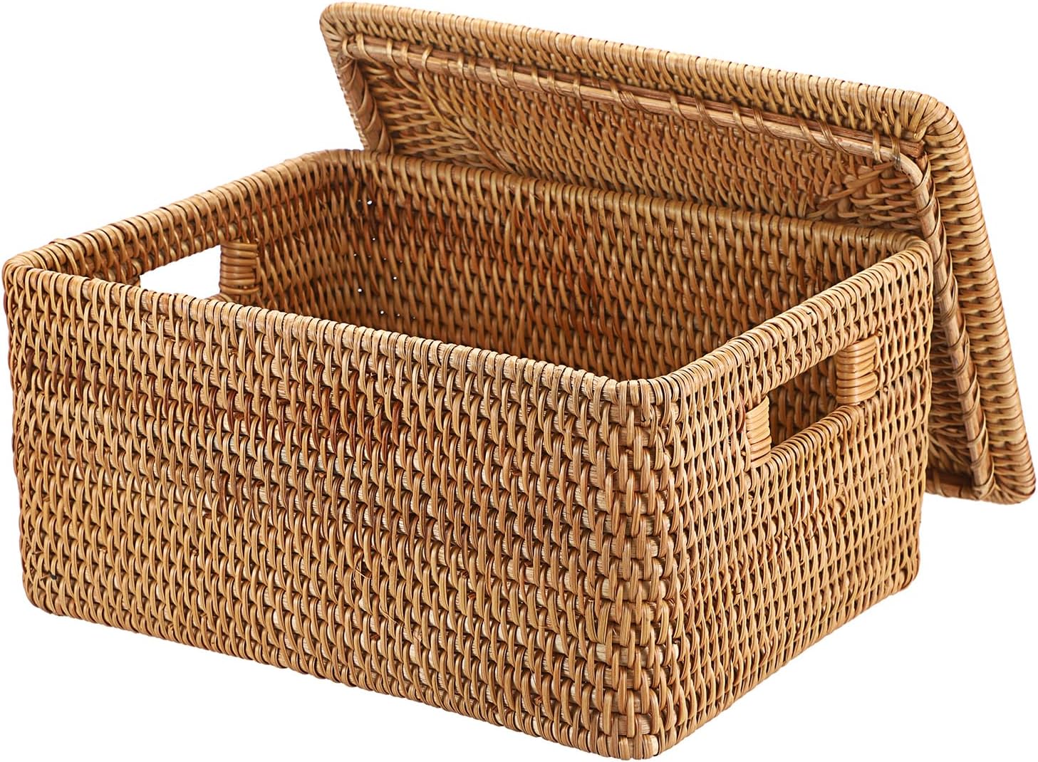 Hipiwe Wicker Storage Bin with Lid & Handle Handwoven... Hipiwe Wicker Storage Bin with Lid & Handle Handwoven...