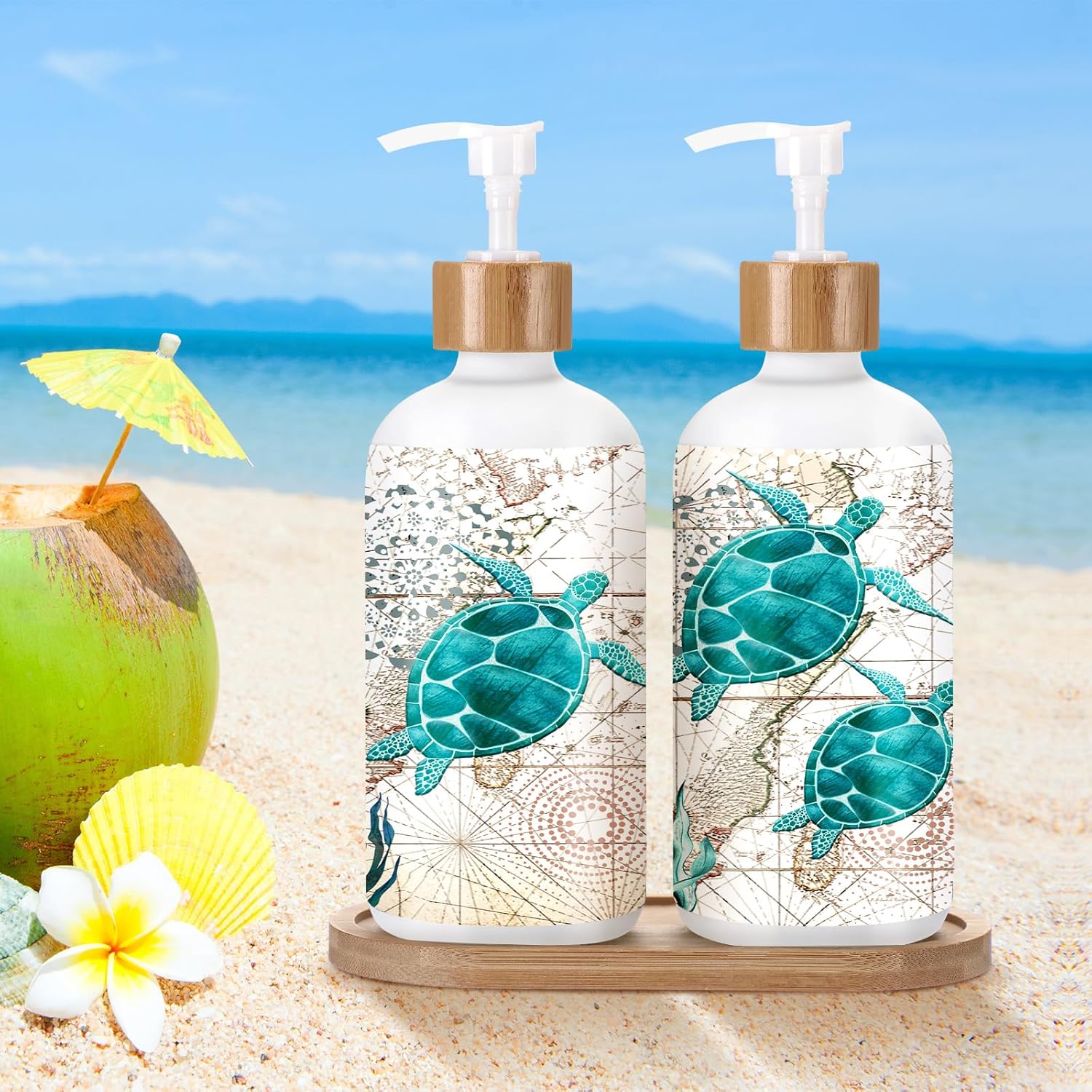 Potchen 2 Pack Glass Soap Dispenser Set Bathroom Decor... Potchen 2 Pack Glass Soap Dispenser Set Bathroom Decor...