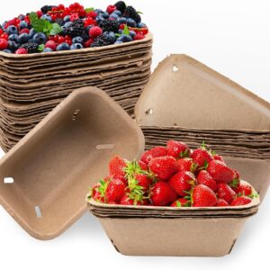 30 Pack Natural Pulp Fiber Large Berry Baskets, Vented...