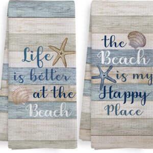 Coastal Beach Kitchen Towels and Dishcloths Sets of 2,...