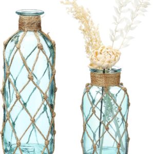 Chuangdi Set of 2 Coastal Glass Vases for Flowers TSITP...