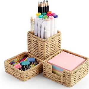 Khaki Paper Rope Woven Desk Organizer Set of 3 Natural...