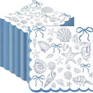 50 Pcs Ocean Bow Scalloped Paper Napkin Coastal Beach...