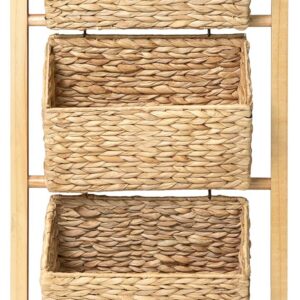 HOMESTEAD 3-Tier Wooden Shelf with Water Hyacinth Woven...