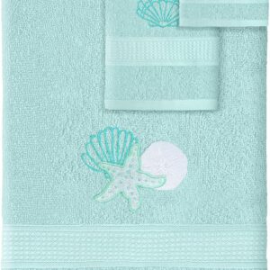 3 Pcs Coastal Seashell Bathroom Towel Set Farmhouse...