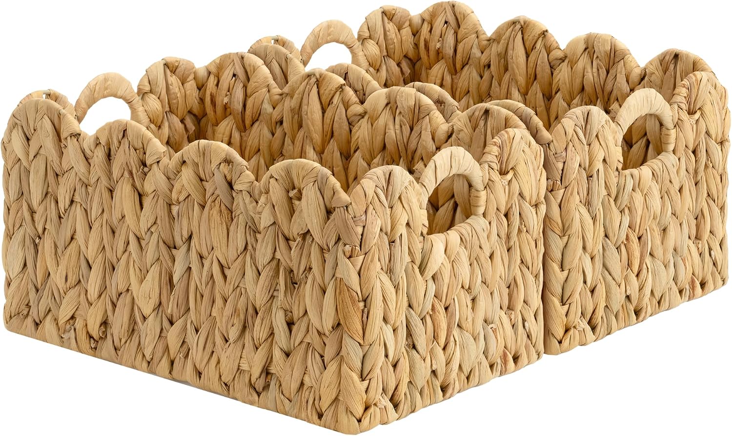 Storageworks Scalloped Water Hyacinth Baskets, Large... Storageworks Scalloped Water Hyacinth Baskets, Large...