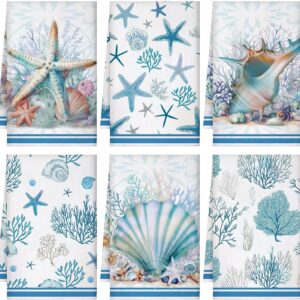 Boyiee 6 Pcs Beach Kitchen Towels Coastal Kitchen Decor