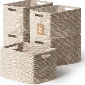 5 Pack Woven Storage Baskets, Decorative Storage Bins...