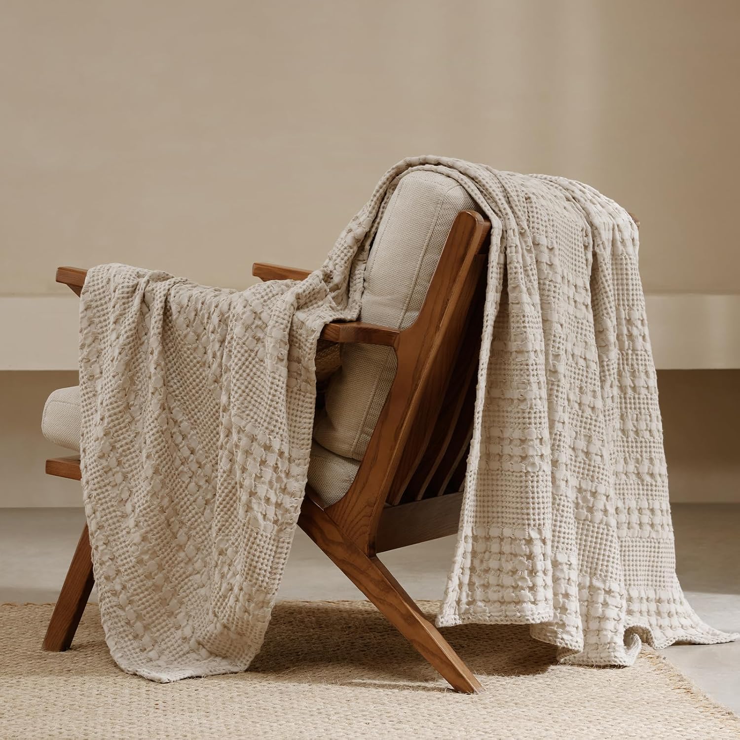PHF 100% Cotton Waffle Weave Throw Blanket, Lightweight... PHF 100% Cotton Waffle Weave Throw Blanket, Lightweight...