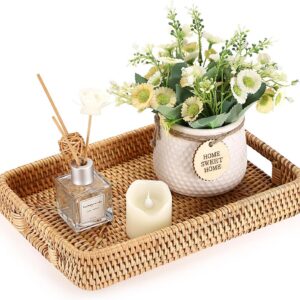 Hipiwe Rattan Basket Serving Tray Rectangular Hand Woven...