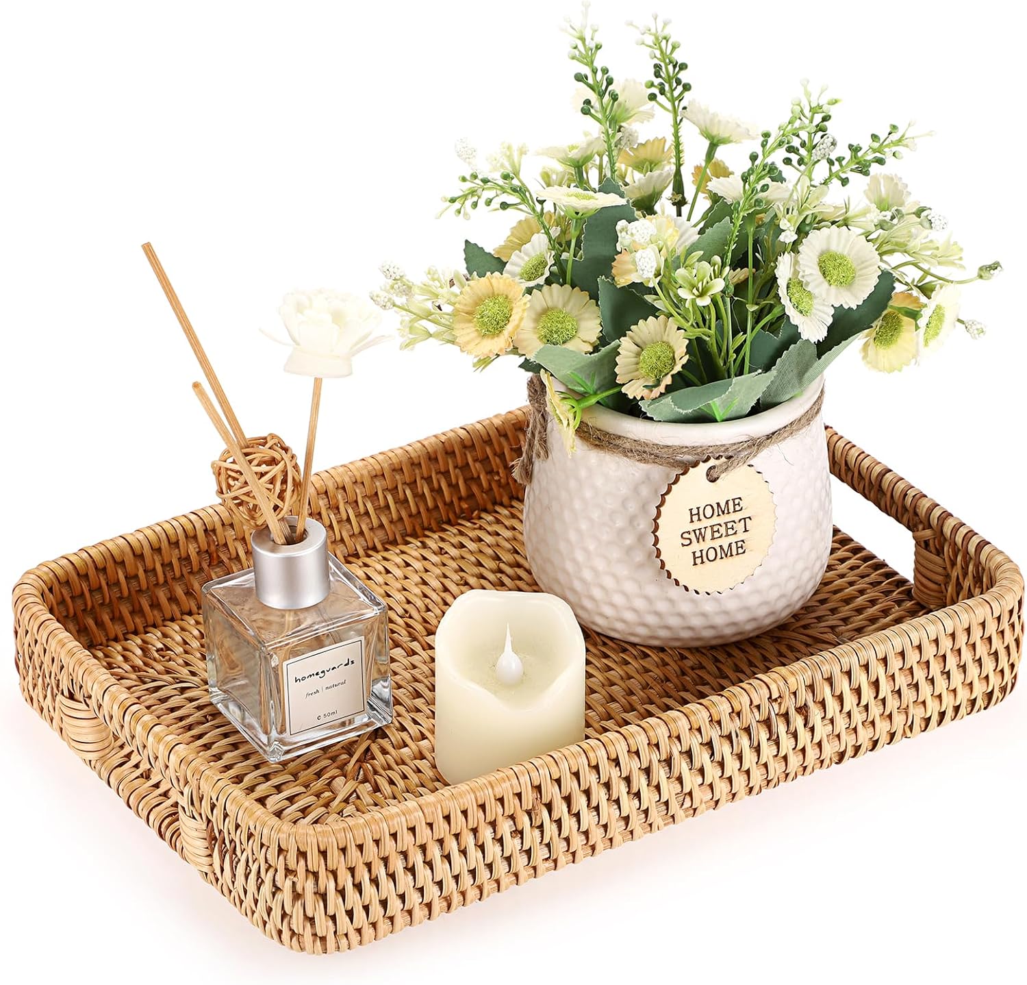 Hipiwe Rattan Basket Serving Tray Rectangular Hand Woven... Hipiwe Rattan Basket Serving Tray Rectangular Hand Woven...