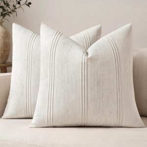 MIULEE Decorative Striped Throw Pillow Covers 18x18 in...