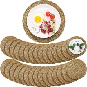 Colingmill 40 Pcs Round Woven Placemats Bulk, Natural...