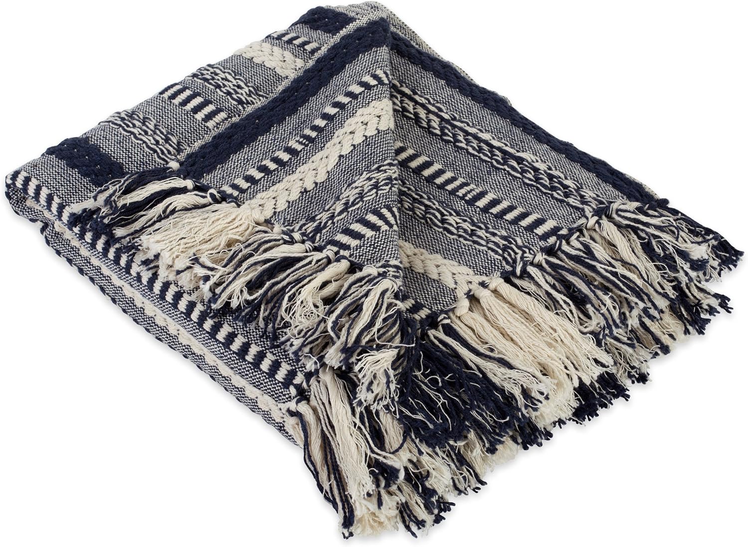 DII Braided Striped Decorative Throw Blanket, 50x60, Navy DII Braided Striped Decorative Throw Blanket, 50x60, Navy