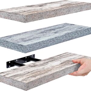 Sorbus 16 Inch Wood Floating Shelves for Wall (3 Pack,...