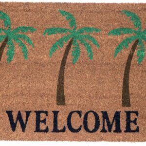KAF Home - 17 x 30 Coir Doormat - Welcome Palm Trees