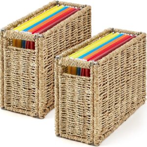 Novabright 2 Pcs Seagrass Hanging File Box Organizer...