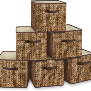 12x12 Cube Storage Bins - Fabric Cubby Bins with Dual...